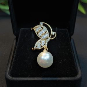 A01 Luxe Butterfly Zircon Earring Golden (With Box)