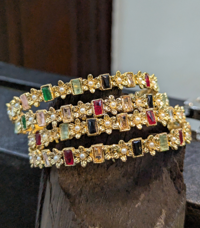 Rangrez Kundan Style Kara Bangles A04 (4 Pieces)