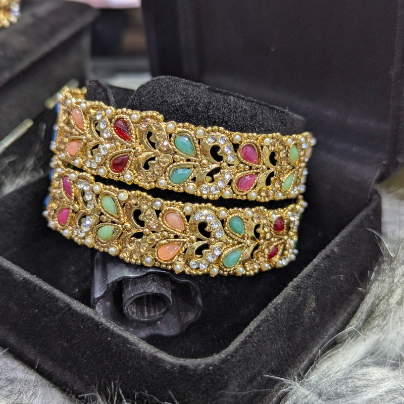 Rainbow Aura" Stone-Studded Bangles