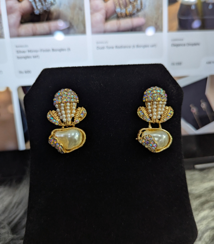 Regal Shimmer Pearl & Iridescent Crystal Statement Drops