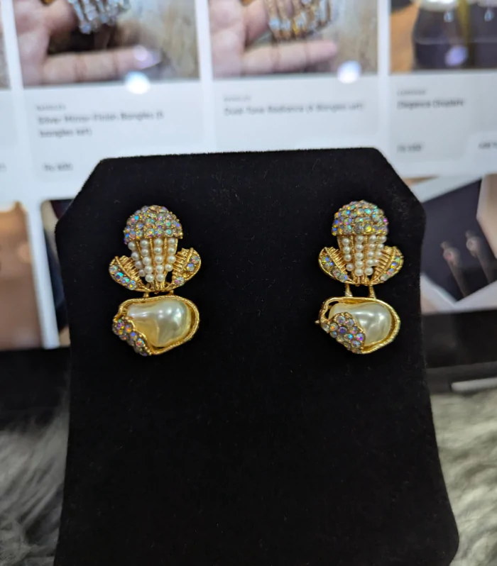 Regal Shimmer Pearl & Iridescent Crystal Statement Drops