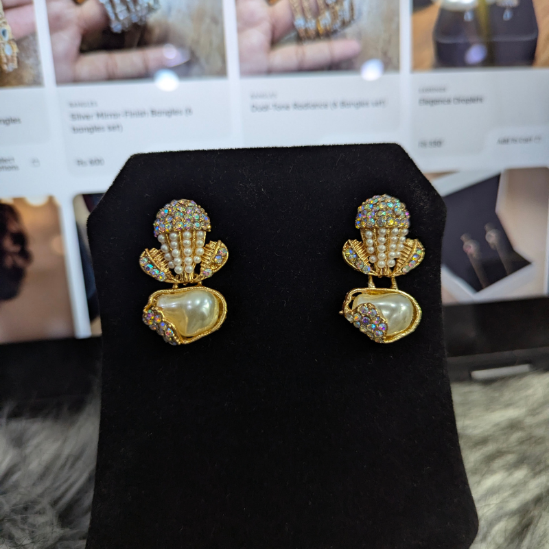 Regal Shimmer Pearl & Iridescent Crystal Statement Drops